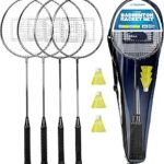 Triumph Sports 4-Player Badminton Set with 4 Rackets, 3 Shuttlecocks and 1 Carry Case, Black